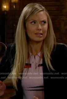 Abby's pink collared crop top and skirt on The Young and the Restless