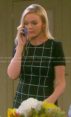 Belle's black windowpane checked dress on Days of our Lives