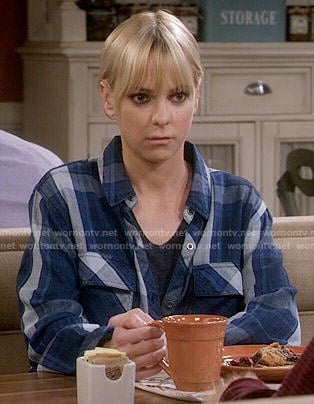 Christy's blue checked shirt on Mom
