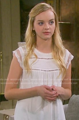 Claire's white pintucked top on Days of  our Lives