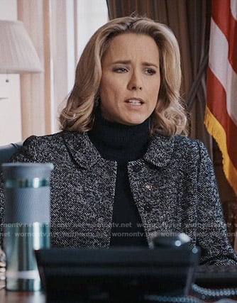 Elizabeth's tweed collared jacket on Madam Secretary