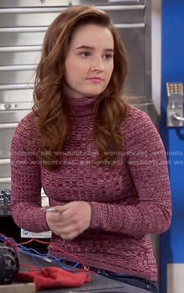 Eve's purple textured turtleneck sweater on Last Man Standing