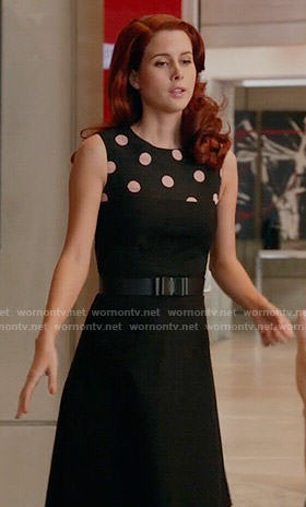 Gilda's black polka dot panel dress on iZombie
