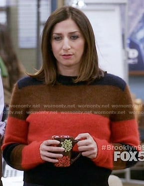 Gina's orange, brown and navy striped sweater on Brooklyn Nine-Nine