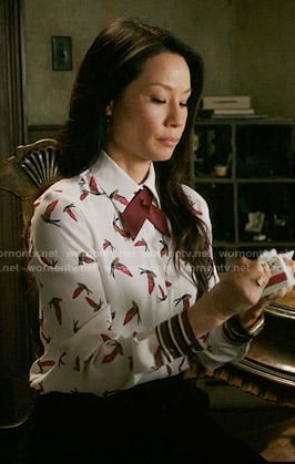 Joan's bird print blouse on Elementary