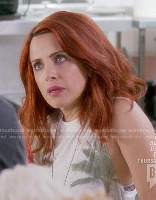 Jo's palm tree print tank top on Girlfriends Guide to Divorce