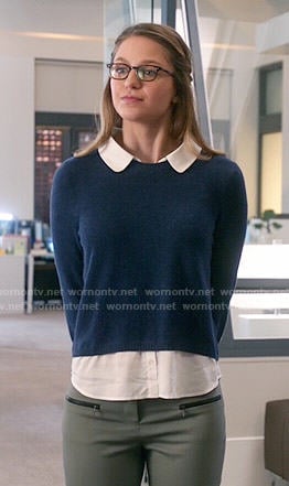 Kara's blue layered sweater on Supergirl