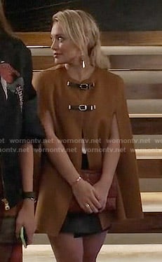 Kelsey's tan buckled cape on Younger