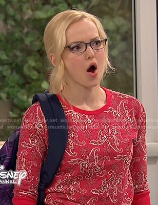 Maddie's red paisley sweatshirt on Liv and Maddie