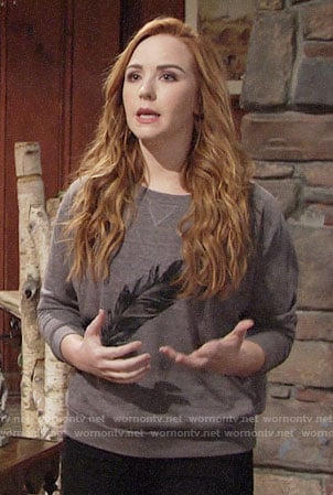 Mariah's feather print sweatshirt on The Young and the Restless