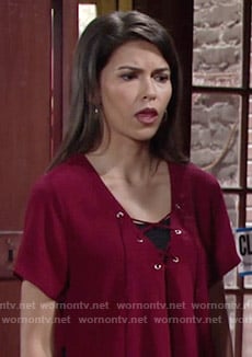 Marisa's red lace-up crop top on The Young and the Restless