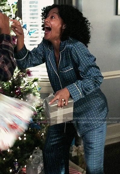 Rainbow's blue printed pajamas on Black-ish