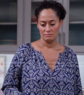Rainbow's blue floral blouse on Black-ish