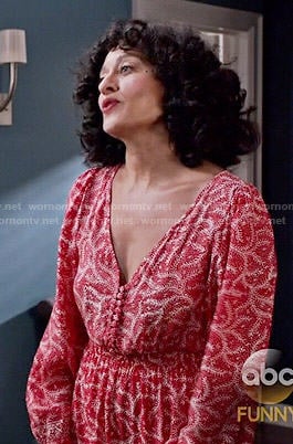 Rainbow's red printed long sleeve dress on Black-ish
