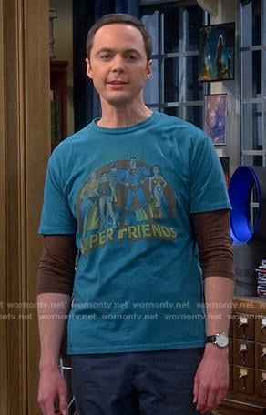 Sheldon's 'Super Friends' T-shirt on The Big Bang Theory