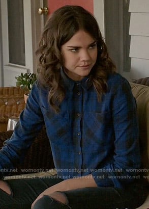 Callie's blue cropped plaid shirt on The Fosters