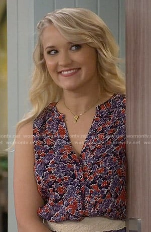 Gabi's purple and red printed top on Young and Hungry