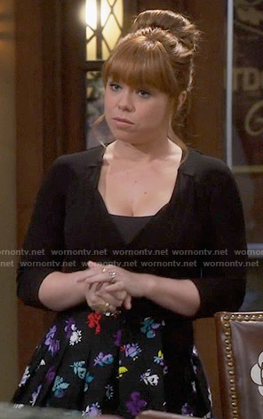 Kristin's black dress with flower print on Last Man Standing