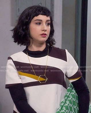 Mandy's colorblock top on Last Man Standing