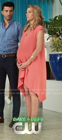Petra's coral v-neck dress on Jane the Virgin