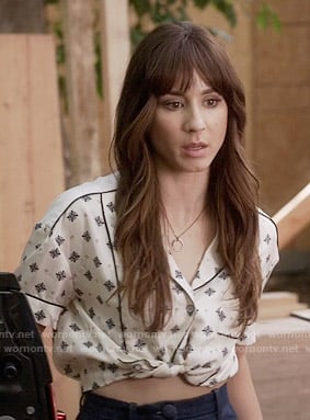 Spencer's cropped tie-front shirt on Pretty Little Liars