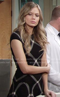 Abby's black checked drop-waist dress on The Young and the Restless