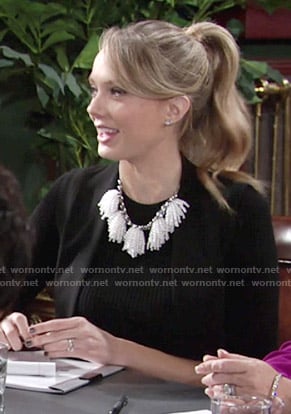 Abby's pearl tassel necklace on The Young and the Restless