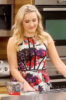 Gabi's floral dress with black trim on Young and Hungry