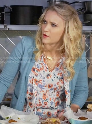 Gabi's floral tie-neck top on Young and Hungry