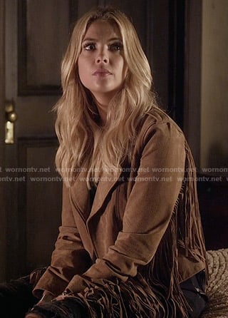 Hanna's suede fringed jacket on Pretty Little Liars