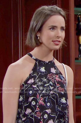 Ivy's black floral top on The Bold and the Beautiful