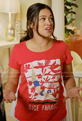 Jane's red NICE FRANCE tee on Jane the Virgin