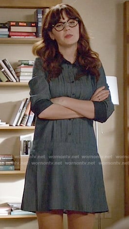 Jess's blue drop-waist shirtdress on New Girl