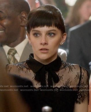 Layla's black lace collared dress on Nashville