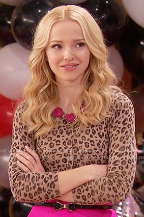 Liv's leopard print cardigan and pink skirt on Liv and Maddie