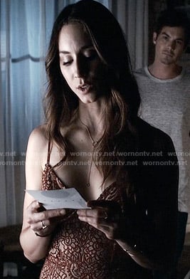 Spencer's red lace slip on Pretty Little Liars