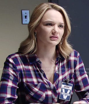 Summer's blue plaid shirtdress on The Young and the Restless