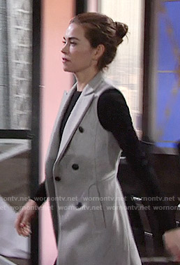 Victoria's long grey vest on The Young and the Restless
