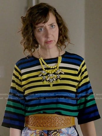 Carol's blue and yellow striped top on Last Man on Earth