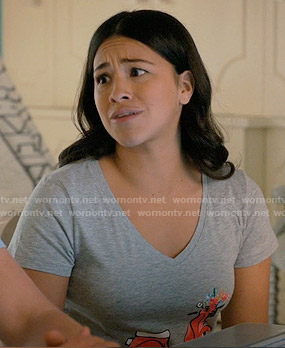 Jane's scooter print tee on Jane the Virgin