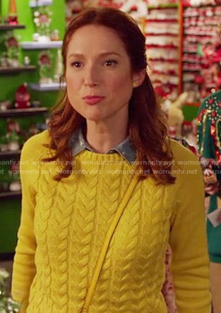 Kimmy's yellow cable knit sweater on Unbreakable Kimmy Schmidt
