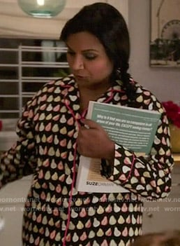 Mindy's pear print pajamas on The Mindy Project