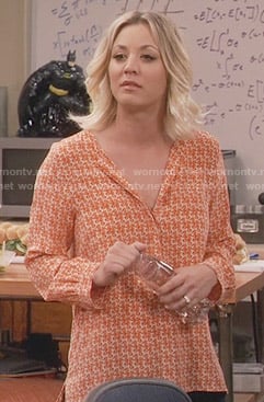 Penny's orange seahorse print blouse on The Big Bang Theory