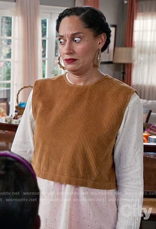 Rainbow's corduroy crop top on Black-ish