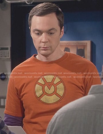 Sheldon's Orange Lantern t-shirt on The Big Bang Theory