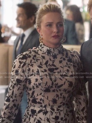 Juliette's black and white beaded floral dress on Nashville