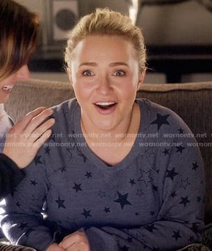 Juliette's blue star print sweatshirt on Nashville