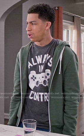 Junior's 'Always in Control' t-shirt on Black-ish