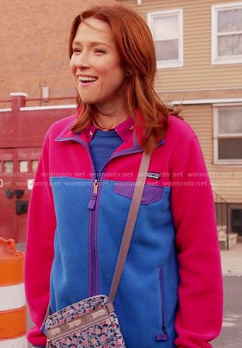 Kimmy's pink and blue fleece jacket on Unbreakable Kimmy Schmidt