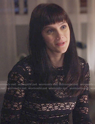 Layla's black lace striped top on Nashville